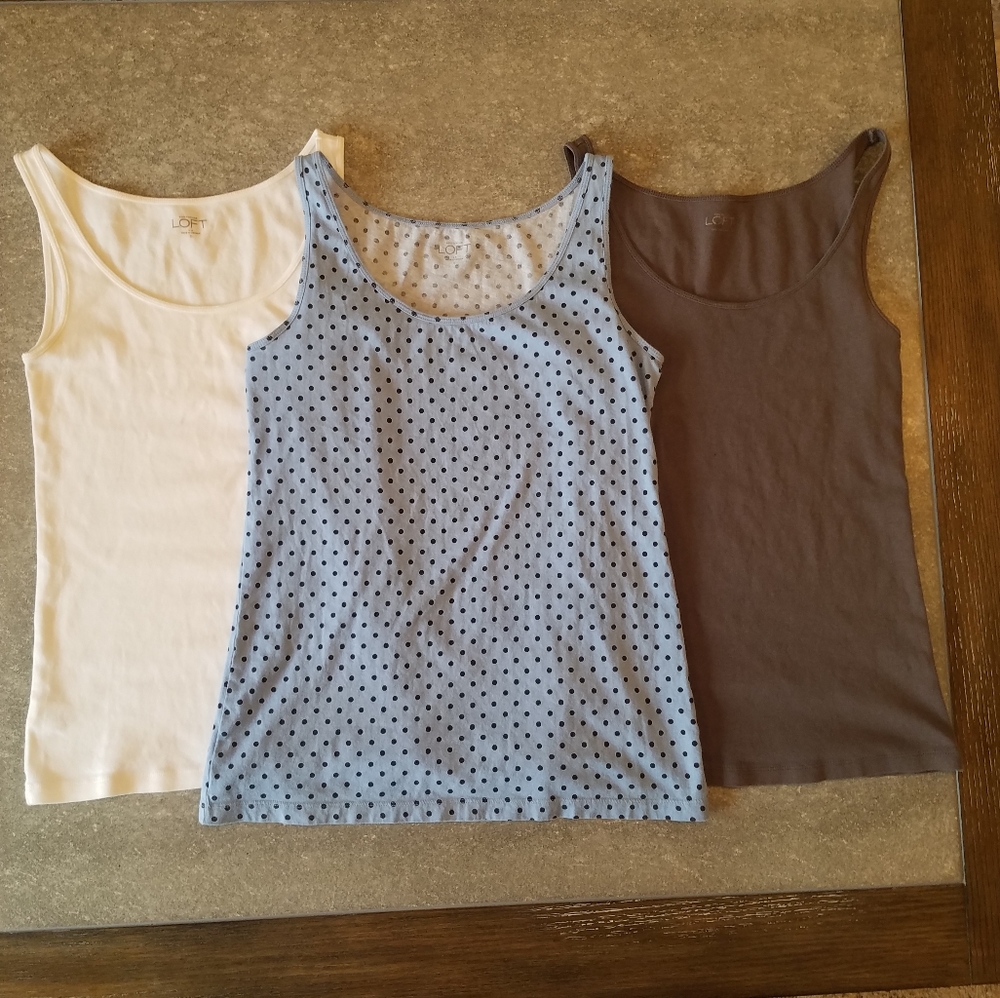 Ann Taylor Loft Tank Tops Blue White Brown